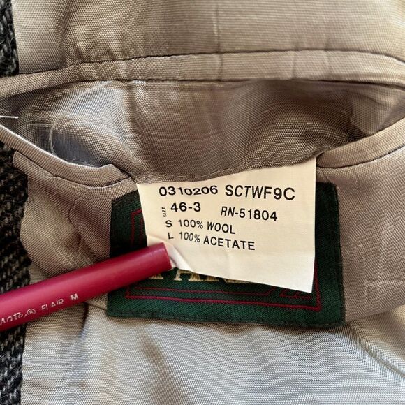 NWT Vintage Tweed Wool Sport Coat Jacket Men 46L Herringbone Gray Irvine Park - Picture 8 of 11